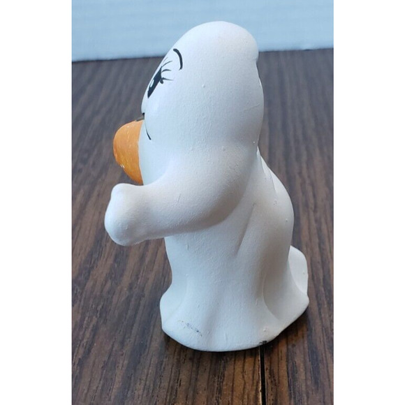 Halloween Small Ceramic 4 inch Smiling Ghost With Pumpkin Figure - Picture 2 of 7